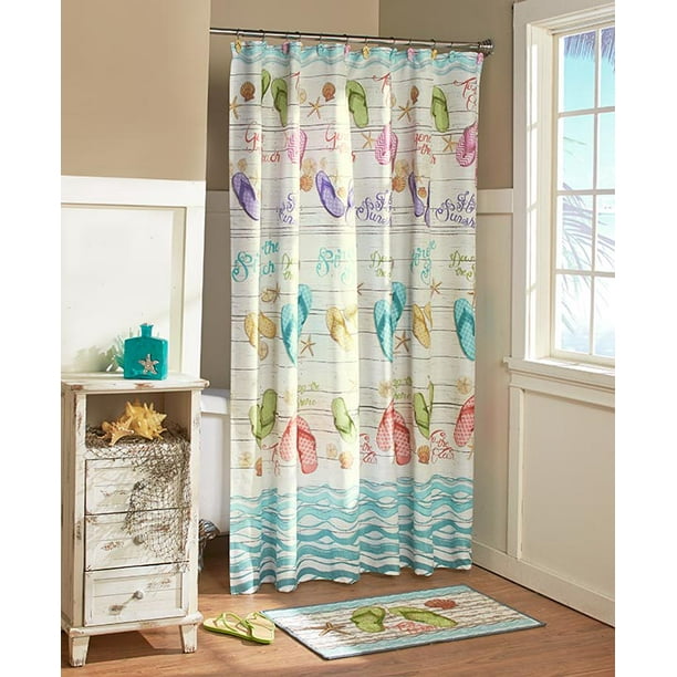 The Lakeside Collection FlipFlop Shower Curtain