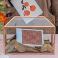 thumbnail image 3 of Small .‘‘ x .‘‘ x .‘‘ Glass Card Box with Slot & Lock for Wedding Reception Geometric Clear Envelops Box Suitable for x es Cards Gold (Slot Length cm) Handmade, 3 of 8