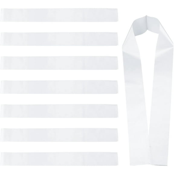 Blank Satin Sash White Plain Sash 8pcs Make Your Own Sash for DIY Beauty Pageant Graduation Parades Wedding Party Decorations DIY