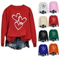 thumbnail image 3 of WREESH Women's Heart Graphic Crewneck Sweatshirt Casual Fall Long Sleeve Pullover Top for Valentine's Day Black, 3 of 4