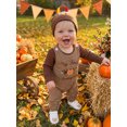 thumbnail image 5 of Cjfdfy Newborn Baby Boy Girl Thanksgiving Turkey Fall Outfit My First Thanksgiving Fall Winter Outfit Long Sleeve Ribbed Romper Turkey Embroidery Plaid Overalls Hat 3Pcs Set Little Turkey Clothes, 5 of 10