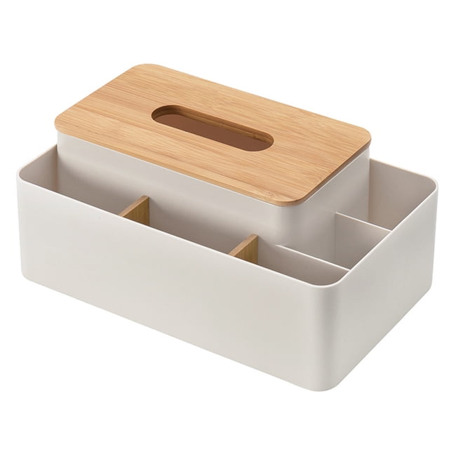 KAKOWELY tissue box Multi-function Tissue Box Durable Sundries Storage Container Useful Paper Towel Organizer for Home Bar Office (Apricot)10.24"X5.98"X4.72"
