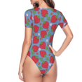 thumbnail image 4 of Naloa Hand Drawn Strawberry Women's Short-Sleeved Onesie, One-Piece Swimsuit for Parties, dates, clubs - XX-Large, 4 of 9