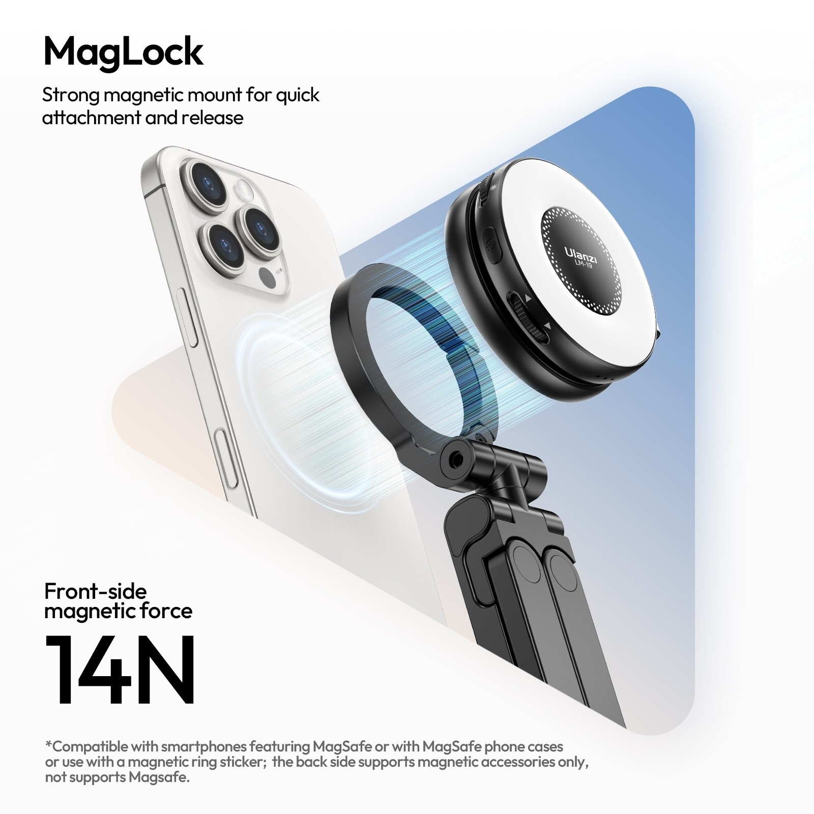 Ulanzi MA88 MagLock Magnetic Phone Tripod – 360° Rotating Foldable Stand with Strong Magnetic Mount & Mantis Mode, Portable Selfie Stick for iPhone, Samsung, Vlogging & Travel