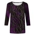 thumbnail image 4 of Dasayo Tops for Women Trendy 3/4 Sleeve Loose Purple Graphic Prints Crewneck Blouses Womens Tees XXL, 4 of 9