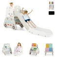 thumbnail image 1 of Gymax 5 in 1 Convertible Toddler Slide Set w/ Stool Book Rack for Boys & Girls Grey, 1 of 9