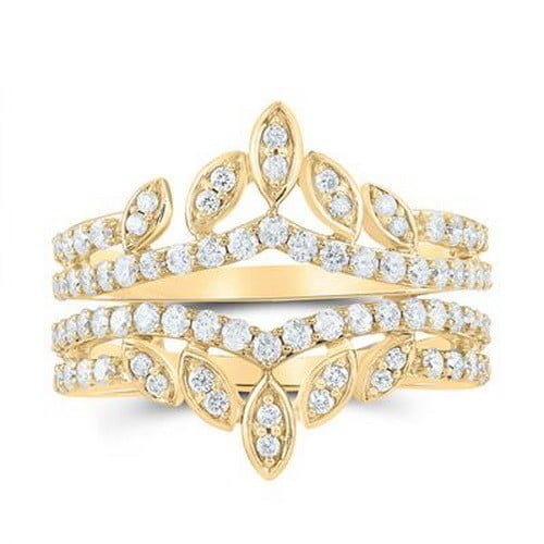 Silver & Stone Jewels 1 Ct Cubic Zirconia Wrap Guard Enhancer Women Ring Band 14K Yellow Gold Plated