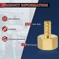 thumbnail image 2 of Uxcell Pack of 5 Brass Hose Barb Fittings 3/8" Hose Barb to 1/2" NPT Female Fittings, 2 of 7