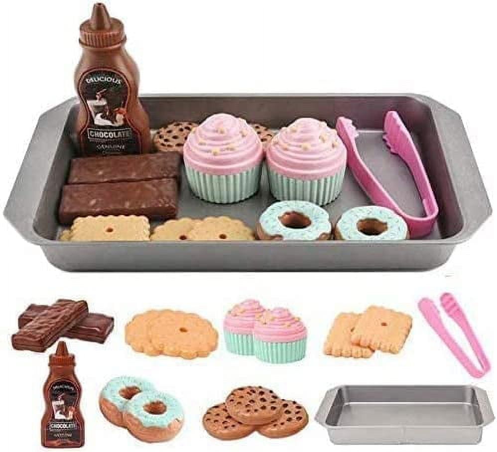 Toy Chef 16-Piece Pretend Food Play Set for Children - Donuts, Cupcakes,  Cookies, Baking Accessories, Fake Desserts for Kids Kitchen and Bakery, 3+