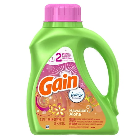 Gain Liquid Laundry Detergent with Febreze Freshness, Hawaiian Aloha Scent, 24 loads, 50oz