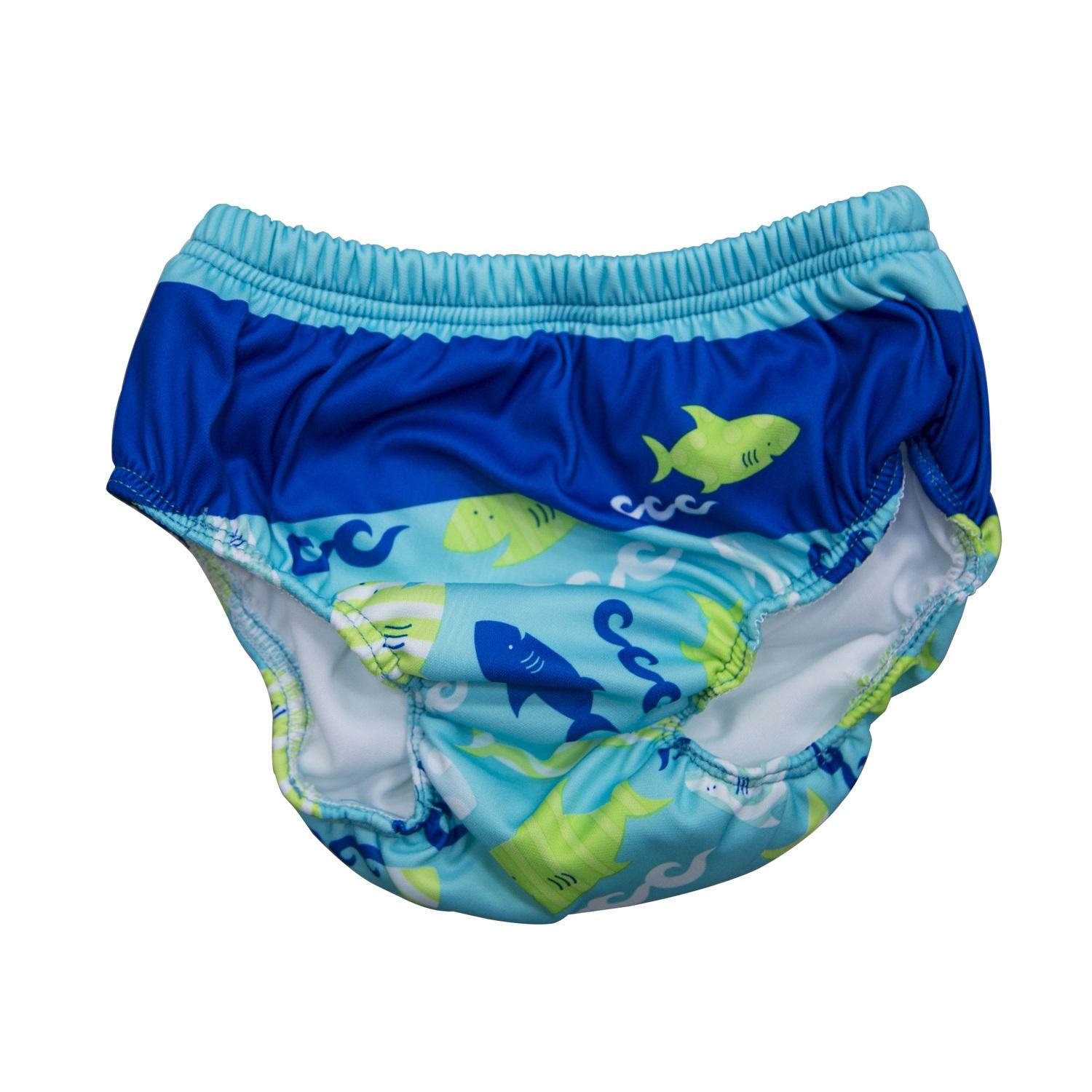 Spring Float Seafoam & Ocean Blue Shark Print Reusable Swim Diaper
