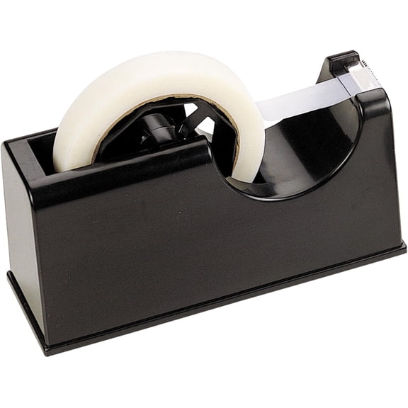 Officemate 2-in-1 Tape Dispenser, Heavy Duty Desktop Holder for 1" & 3" Core Tape Rolls, Non-Slip Base, Office Supplies Essential, Black