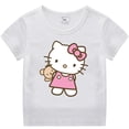 thumbnail image 3 of Camiseta de Hello Kitty para niños, ropa transpirable de verano de algodón de manga corta con cuello redondo y media manga con dibujos animados, 3 of 5