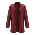 thumbnail image 3 of Baberdicy Lady Jacket Women Sequins Jacket Casual Long Sleeve Glitter Party Shiny Lapel Rave Outerwear Jacket Blazer for Women 2023 Red, 3 of 7