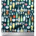 thumbnail image 1 of Soimoi Satin Silk Fabric Bottle,Wine & Beer Bar Decor Fabric Printed Yard 42 Inch Wide, 1 of 1