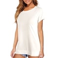 thumbnail image 3 of Langwyqu Summer Short Sleeved Women Crewneck Casual Basic T-Shirt, 3 of 5