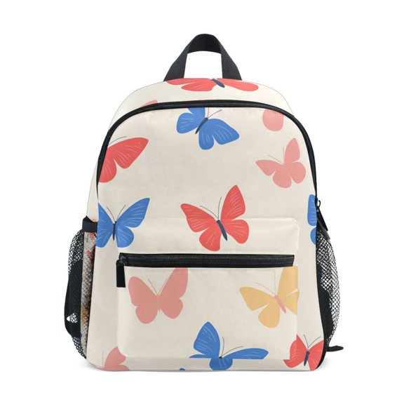 FORMRS Kids School Backpack with Front Zippered Pocket 12" Student Travel Daypack, Red Butterflies