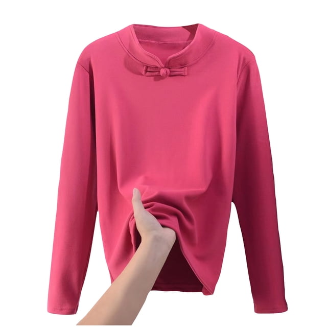 Yuyuzo Hauts de Pyjama pour Femmes Doublés en Molleton Col Roulé Couche de Base sous-Vêtements Thermiques en Molleton