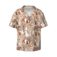 thumbnail image 3 of Balery Woodland Animals in Neutral Tones Men's Casual Button Down Shirt Short Sleeve Textured Summer Cuban Beach Shirts-Large, 3 of 7