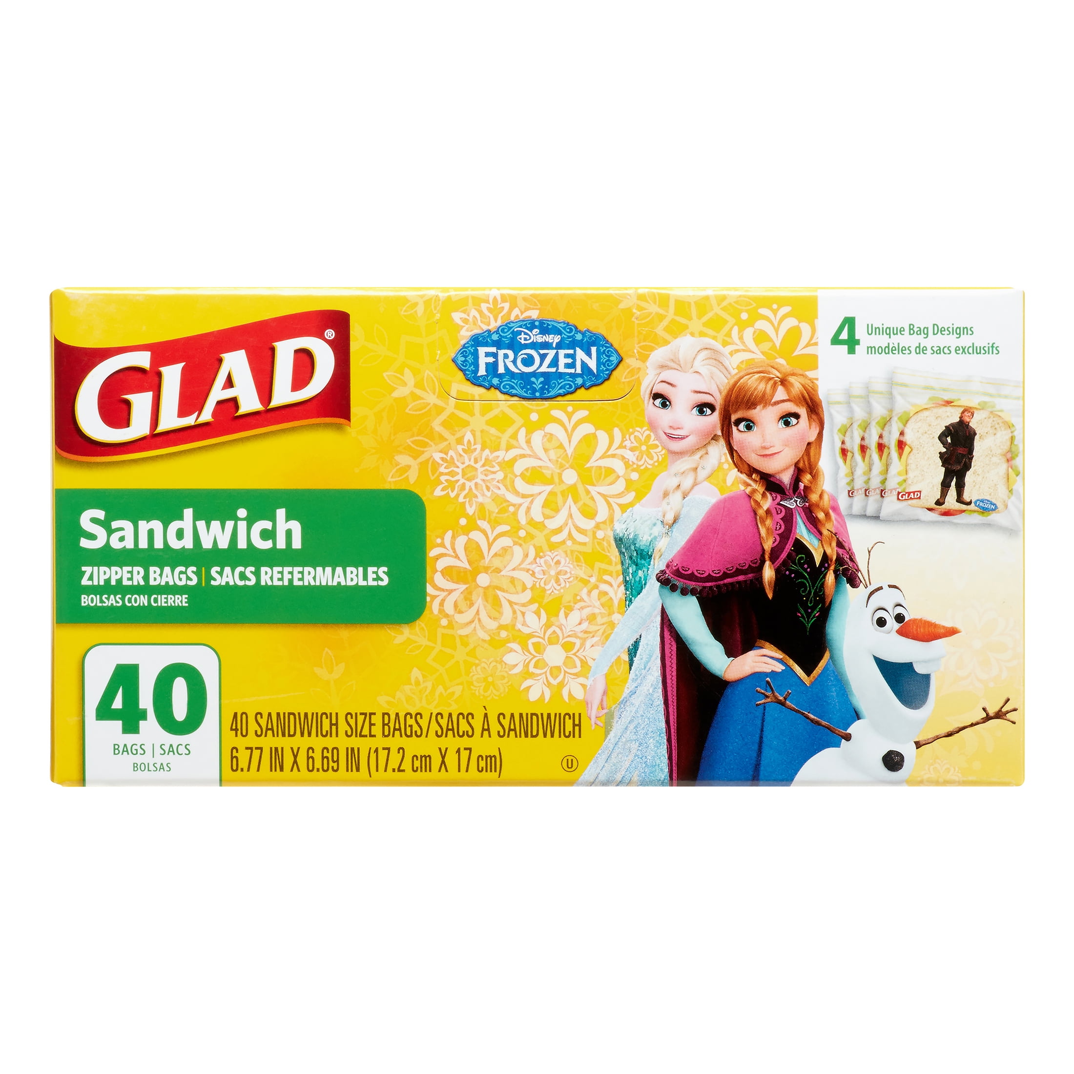 Glad Disney Frozen Zipper Sandwich Bags 40 Ct