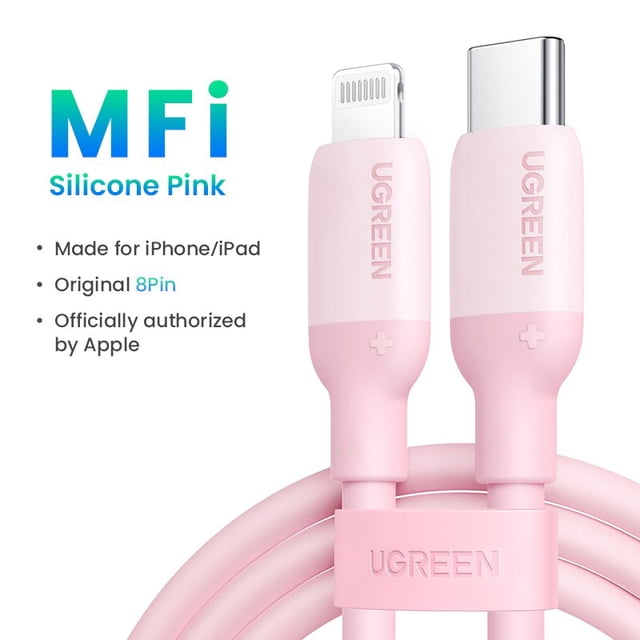 UGREEN MFi 20W PD USB C a Lightning Cable para iPhone 14 13 12 Pro Max Carga rápida para iPad Mini Teléfono Tipo C Cable Tan Jianjun unisex