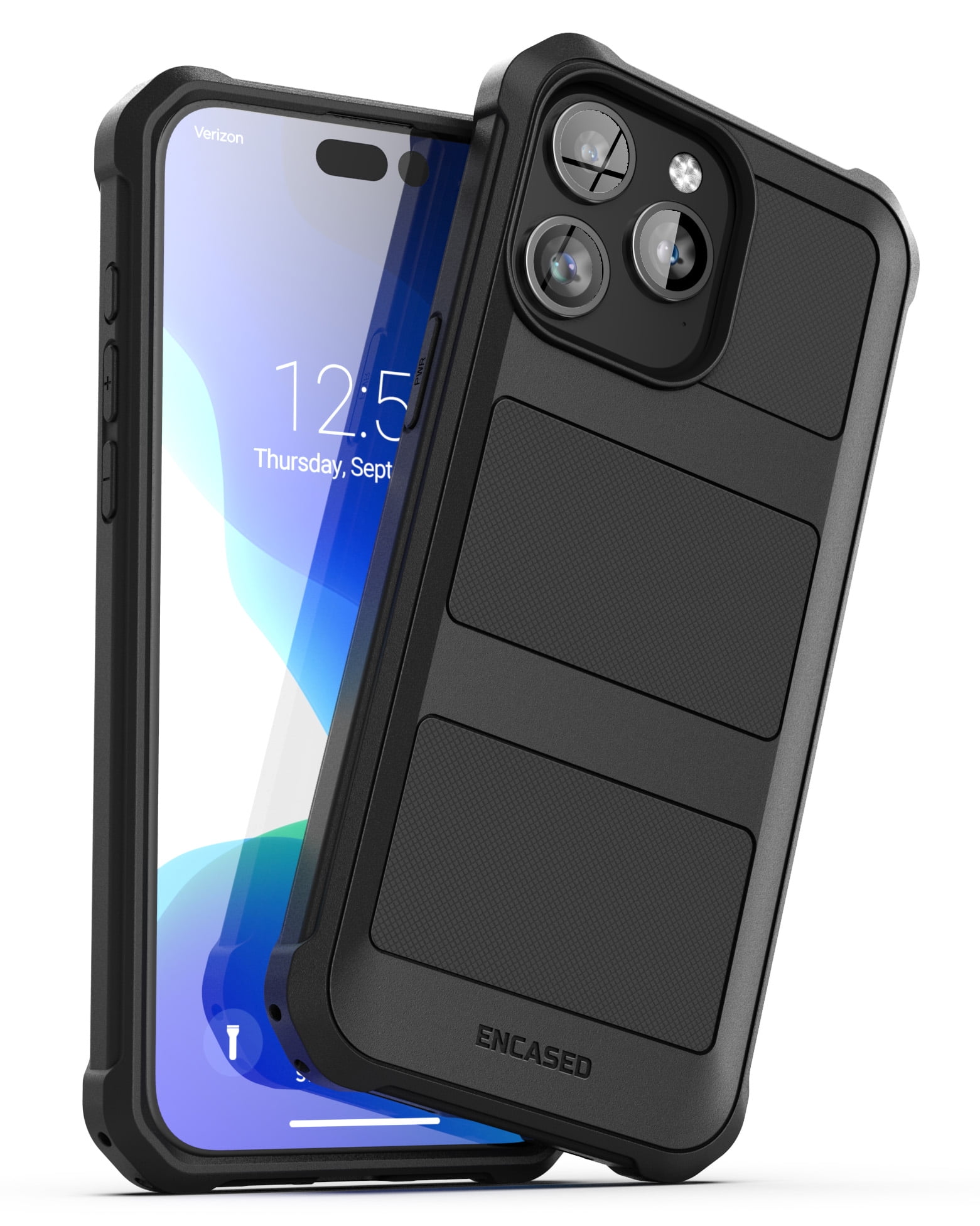 Encased Falcon Designed for iPhone 15 Pro Belt Clip Case Compatible with MagSafe - Protective Shockproof Magnetic Case with Holster (Black)