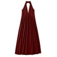 thumbnail image 6 of Guieoi Summer Dresses for Women under $10 Plus Size Flowy Cotton-Linen Halter Neck Pocket Pleated Backless Maxi Dress Red M, 6 of 6