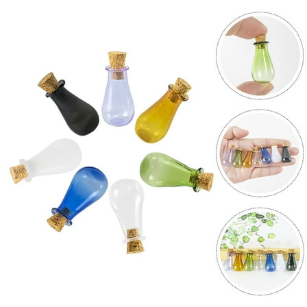 PTOOTP 7Pcs Wishing Bottle Glass Tiny Bottle for Baby Showers and Party Decorations