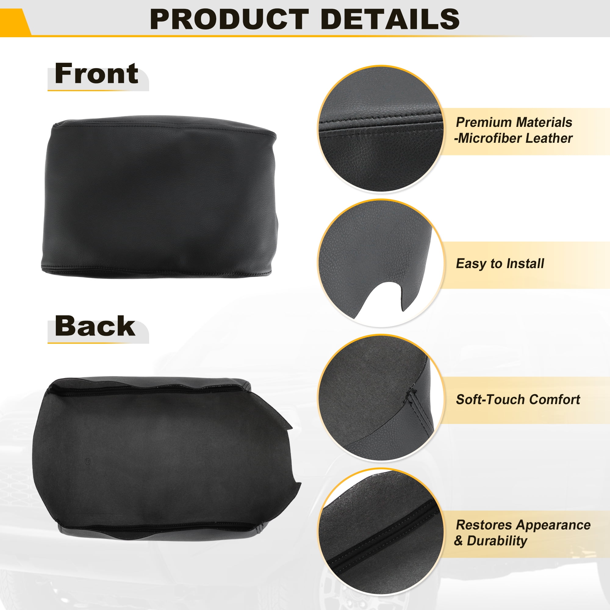 Unique Bargains Premium Center Console Armrest Cover for Toyota 4Runner 2010 to 2023 Black