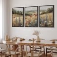 thumbnail image 2 of IDEA4WALL Framed Canvas Print Wall Art Set of 3 Rural Splendor Delicate Wildflowers in Meadow Wall Decor Pastel Colorful Floral Field Art Minimal Nordic Zen Artwork - Black 16"x24"x3, 2 of 5