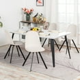 thumbnail image 3 of HomyLin Rectangular Dining Table for 4-6 with Wooden Table Top and Metal Steel Legs, White Marble, 3 of 7