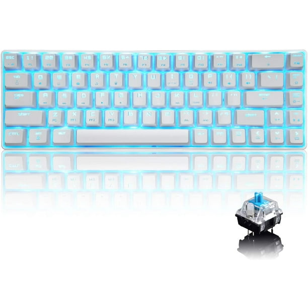 Lexontech MK14 Wired 60% Mechanical Gaming Keyboard with Chroma RGB Backlit Type C Ultra-Compact 68 Full Anti-ghosting Keyboard Compatible with PS4,Xbox,PC,Laptop,MAC(White/Blue Switch) - Walmart.com