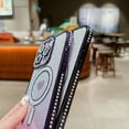 thumbnail image 4 of iPhone 15 Case Glitter Bling for Girls Women, Gradient Color Cute Heart Sparkle Magnetic Cover Compatible with Magsafe Fashionable Slim Fit Clear Phone Case for iPhone 15, Darkpurple, 4 of 7