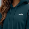 thumbnail image 5 of Dalix Salty Embroidery Fleece Hoodie Cropped Long Sleeve Drawstring Fall Spring Womens in Atlantic Green XL X-Large, 5 of 5