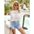 thumbnail image 2 of Charmo Womens Long Sleeve Beachwear Bathing Suit Drawstring Bikini Swimsuit Cover Up Shirts, 2 of 4