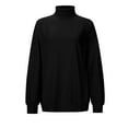 thumbnail image 5 of ZyeKqe Womens Sweatshirts High Neck Fleece Lined Casual Fall Long Sleeve Loose Fitted Solid Color Pullover Tops, 5 of 5