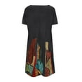 thumbnail image 4 of QLEICOM Womens Summer Floral Print Short Sleeve Sundress T-Shirt Dress Casual Loose Dress with Pocket Multicolor M, US Size:6, 4 of 4