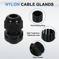 thumbnail image 3 of Paquete de 5 pasacables de nailon G 1/4", grommet ajustable a prueba de agua, negro, 3 of 6