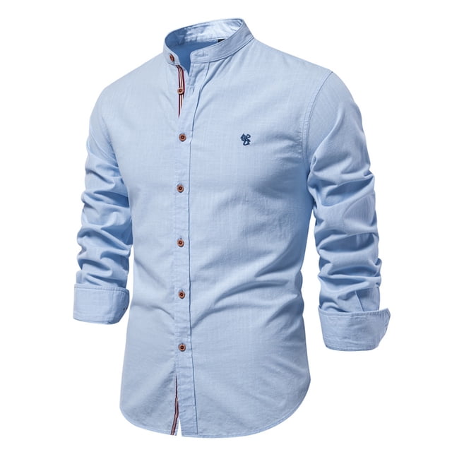 RXIRUCGD Chemise Décontractée Mode Homme Couleur Unie Manches Longues Col Rabattu, Bleu Clair, Taille : m