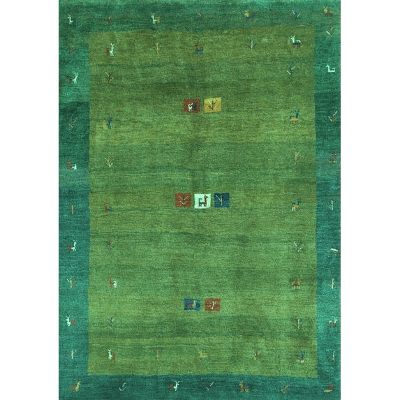 Ahgly Company Machine Washable Indoor Rectangle Abstract Turquoise Blue Contemporary Area Rugs, 5' x 8'