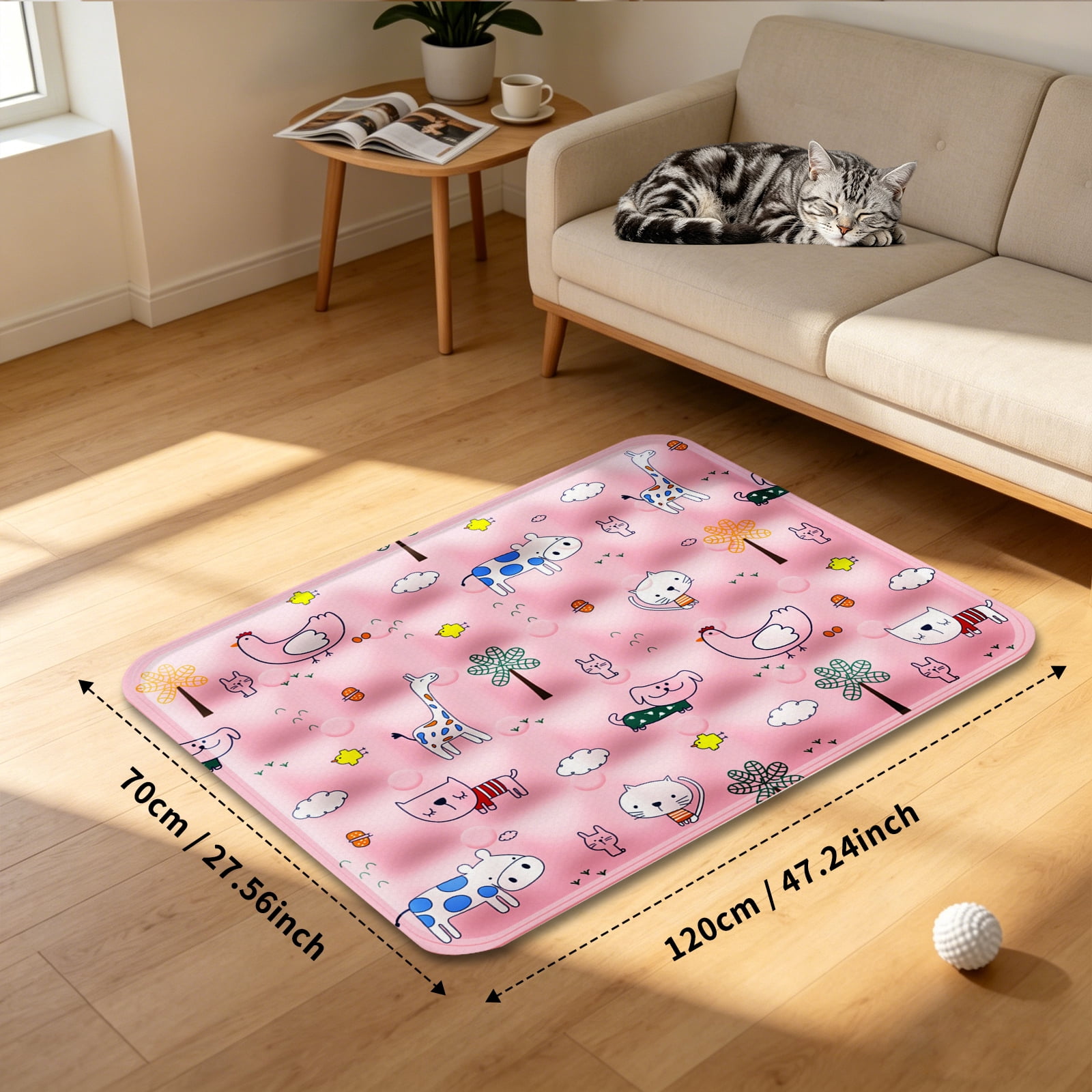 Pet Cooling Mat, Instant Cool Gel Pad for Dogs & Cats, Summer Instant Chill No Refrigeration, Portable Reusable Sleeping Bed (70*120cm/27.56*47.24in)