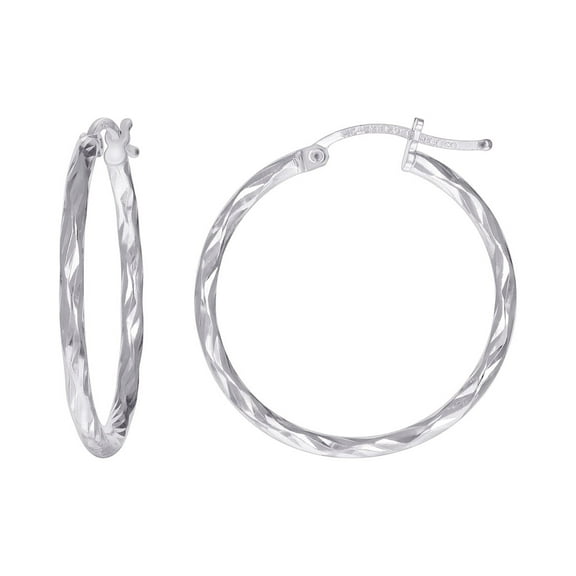 925 Sterling Silver Womens Twisted Hoop Earrings 2mm Wide Hoop Earring for Women - 2.6 Grams