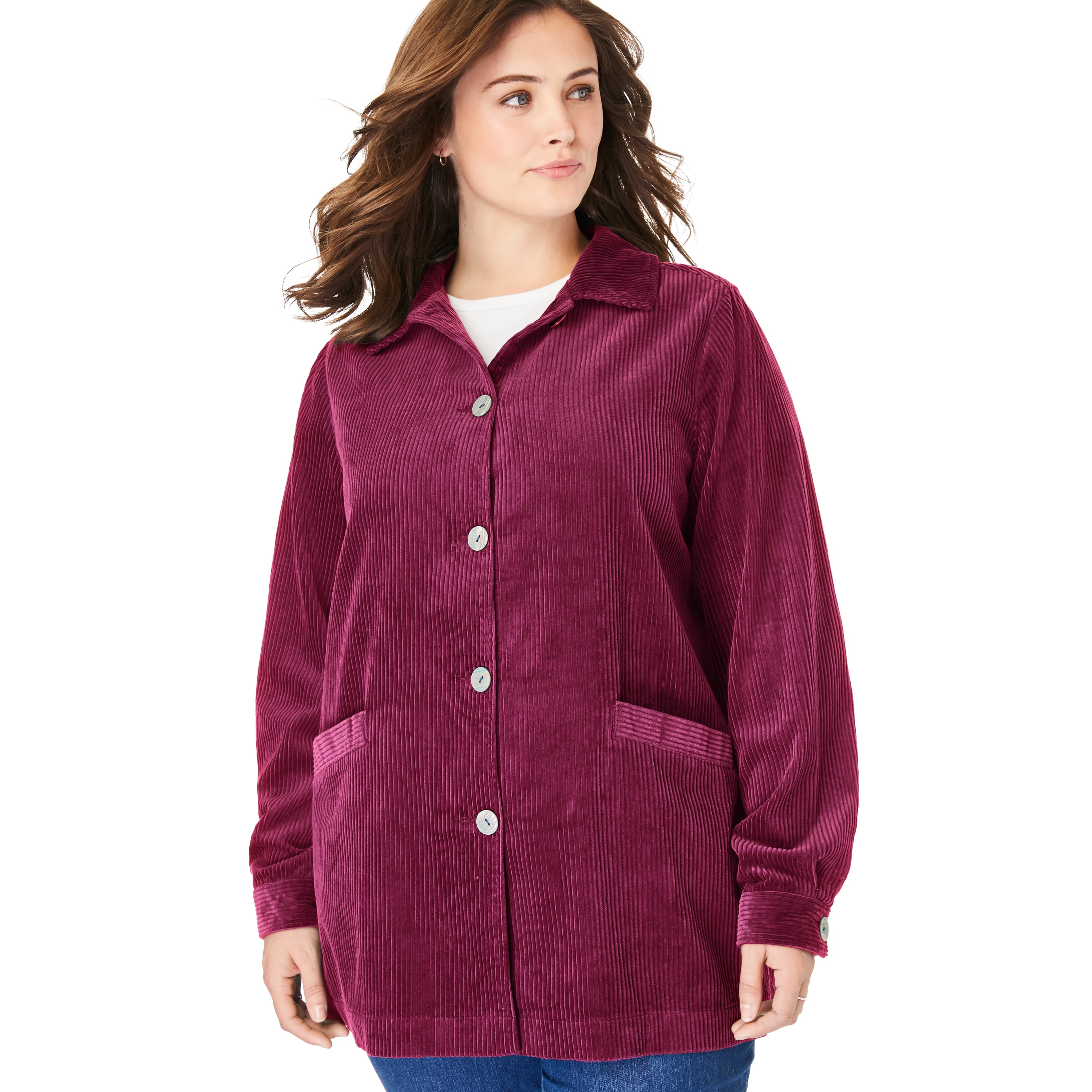 Woman Within - Woman Within Women's Plus Size Pleat-Back Corduroy Jacket - Walmart.com - Walmart.com