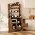 thumbnail image 1 of EDTara Microwave Stand In Farmhouse Design, Equipped With Power Outlet, Usb Ports, Thickened Countertop, Storage Cabinet, and Open Shelves for Kitchen Appliances and Organization, 1 of 8