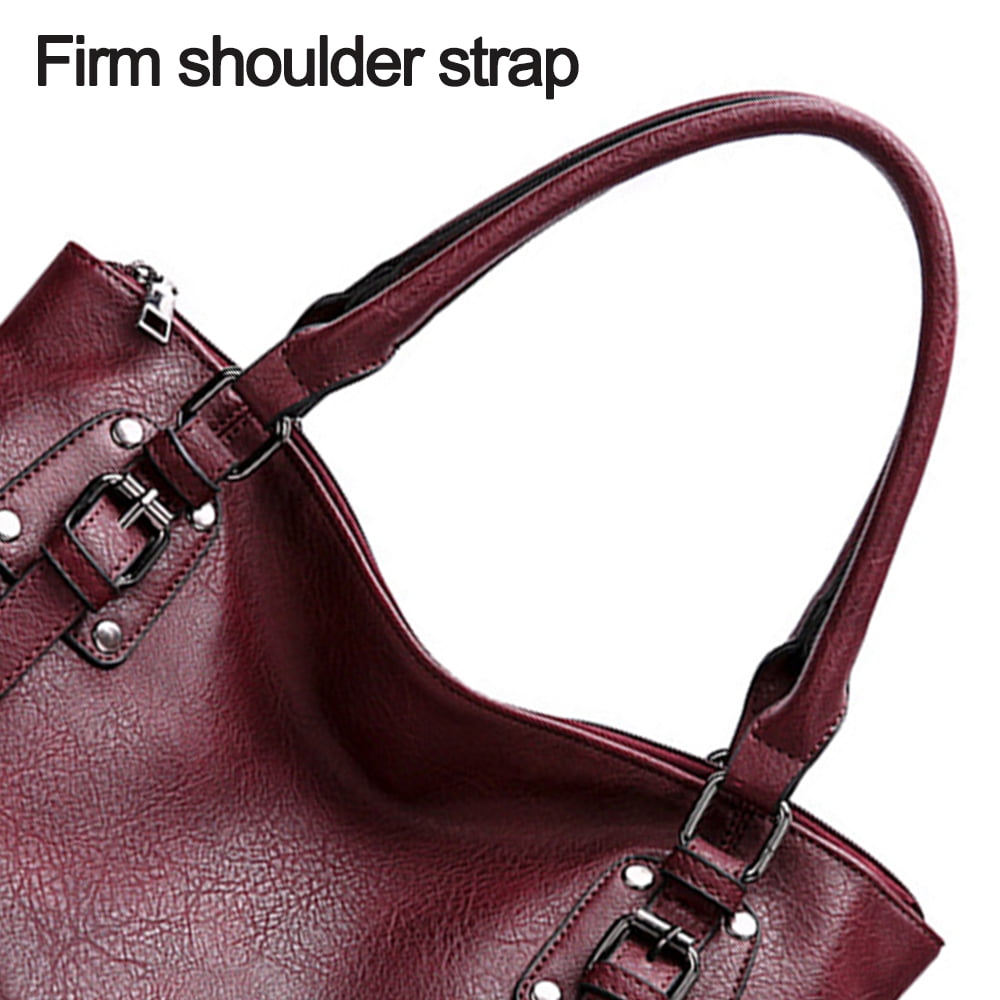 Genuine Leather Handbags Tote Shoulder Bag for Woman Satchel Designer Purse Top Handles Crossbody Bag Large Capacity,Purple red