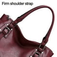 thumbnail image 4 of Pekwouc Genuine Leather Handbags Tote Shoulder Bag for Woman Satchel Designer Purse Top Handles Crossbody Bag Large Capacity,Purple red, 4 of 5