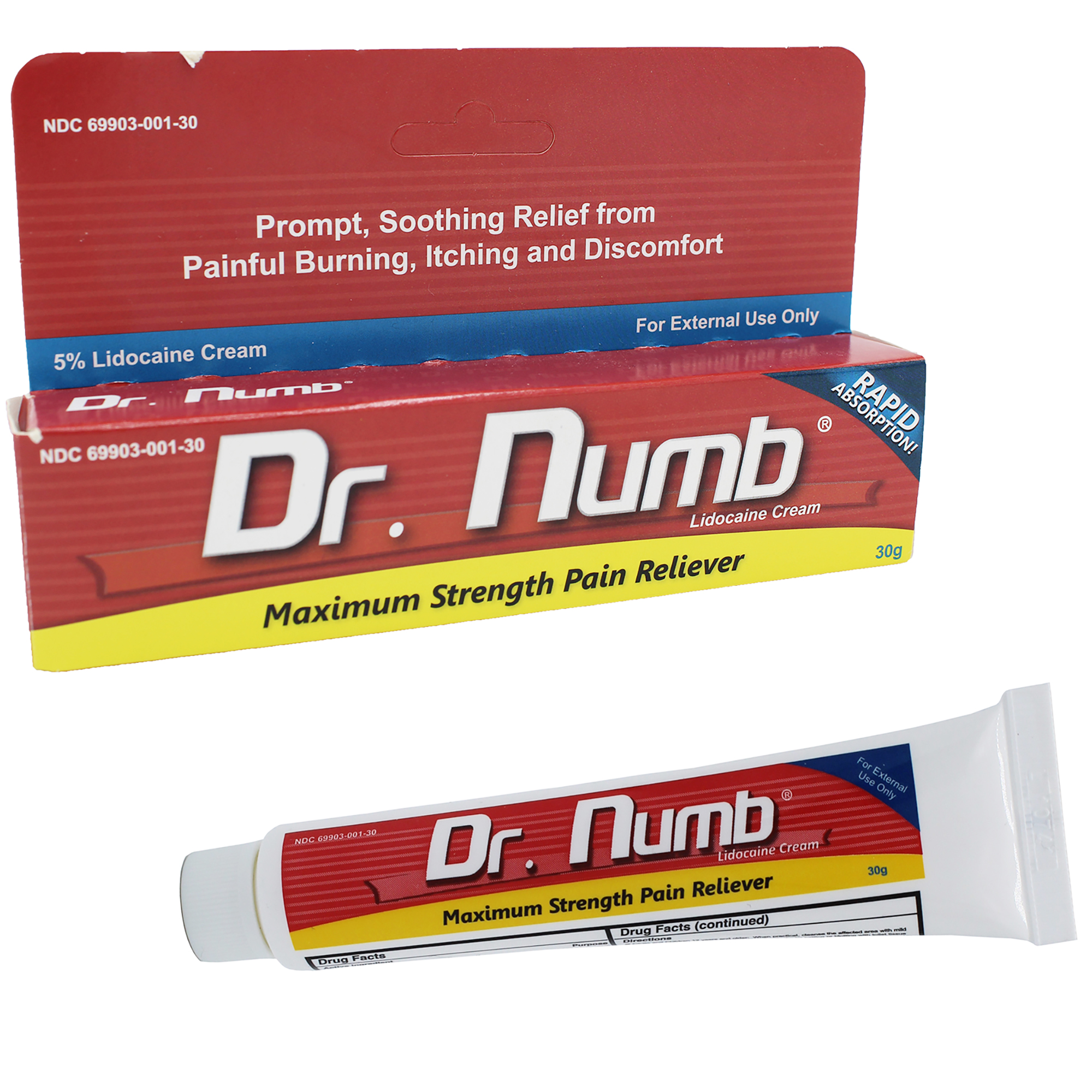 Dr. Numb 5% Lidocaine Topical Anesthetic Numbing Cream for Pain Relief, Maximum Strength with Vitamin E for Real Time Relieves of Local Discomfort, Itching, Pain, Soreness or Burning - 30g - image 2 of 5