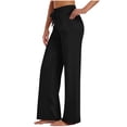 thumbnail image 2 of QUINDOS Wide Leg Pants for Women Plus Size Full Length High Waisted Casual Pants Drawstring Loose Trousers with Pockets, 2 of 7