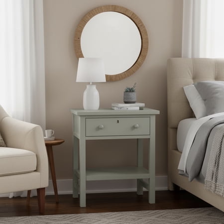 Finley Antique Gray Nightstand with 1 Drawer Storage - Compact Bedroom Side Table for Organization