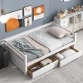thumbnail image 2 of Twin Size Daybed with 2 Storage Drawers,Solid Wood Day Bed Frame with Safety Fence,Sofa Bed for Bedroom,Living Room,White, 2 of 7